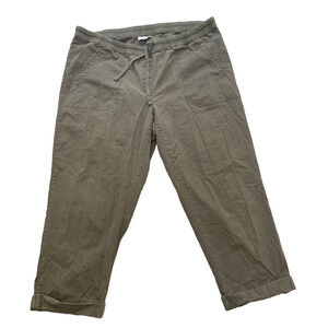 J Jill Womens Green Canvas Cuffed Capris Size 1X Lightweight Outdoorsy Pants
